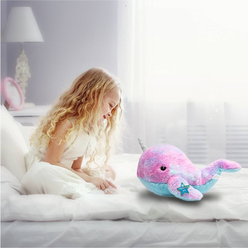 slide 5 of 7, FAO Schwarz Glow Brights Toy Plush LED with Sound Narwhal 17" Stuffed Animal, 1 ct