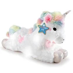 FAO Schwarz Glow Brights Toy Plush LED with Sound White Unicorn 15" Stuffed Animal