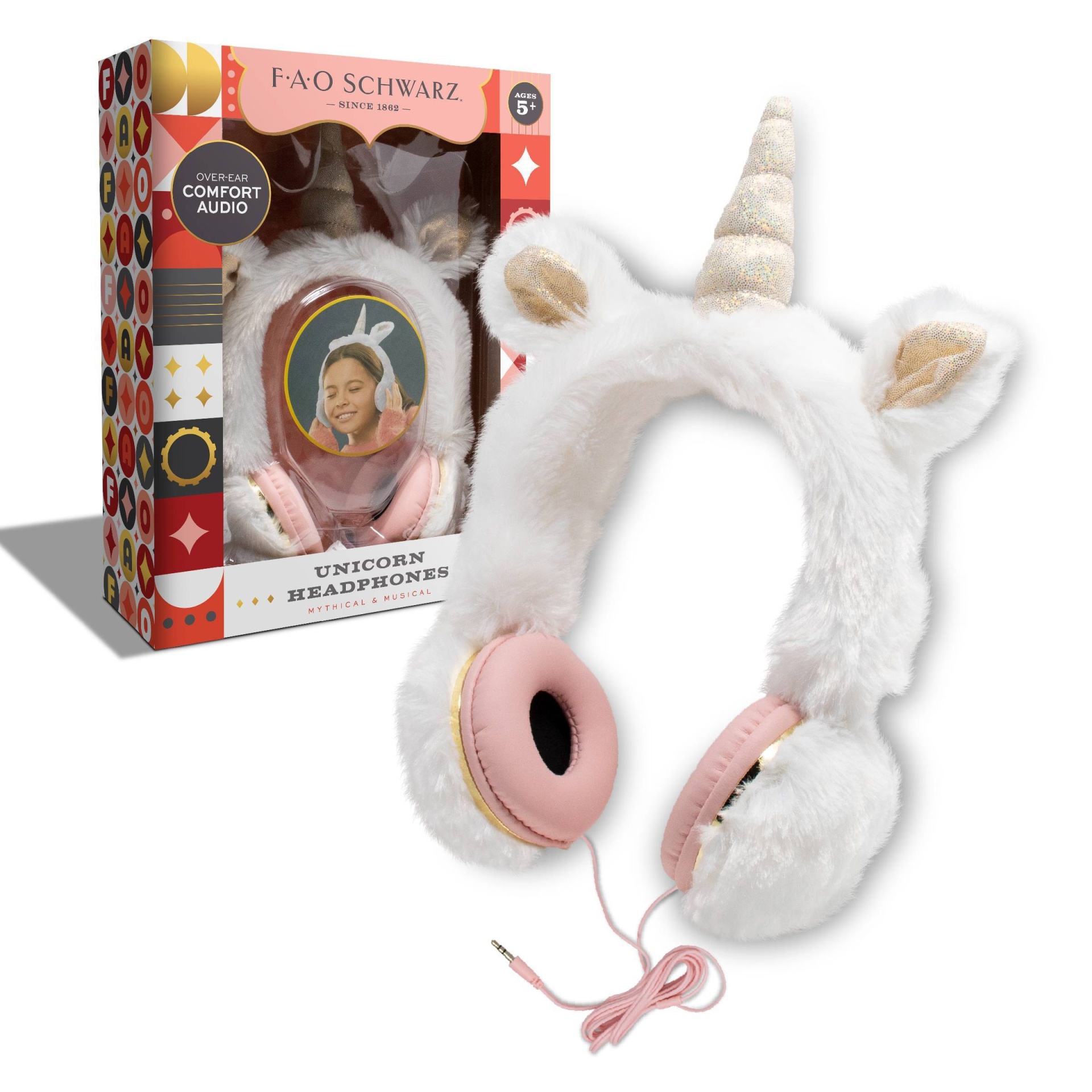slide 1 of 7, FAO Schwarz Mythical Musical Unicorn Wired Kids' Headphones, 1 ct