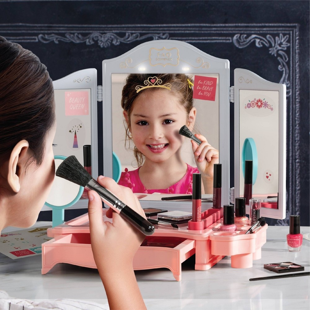 slide 2 of 6, FAO Schwarz Girls LED Makeup Vanity Studio Kit, 1 ct