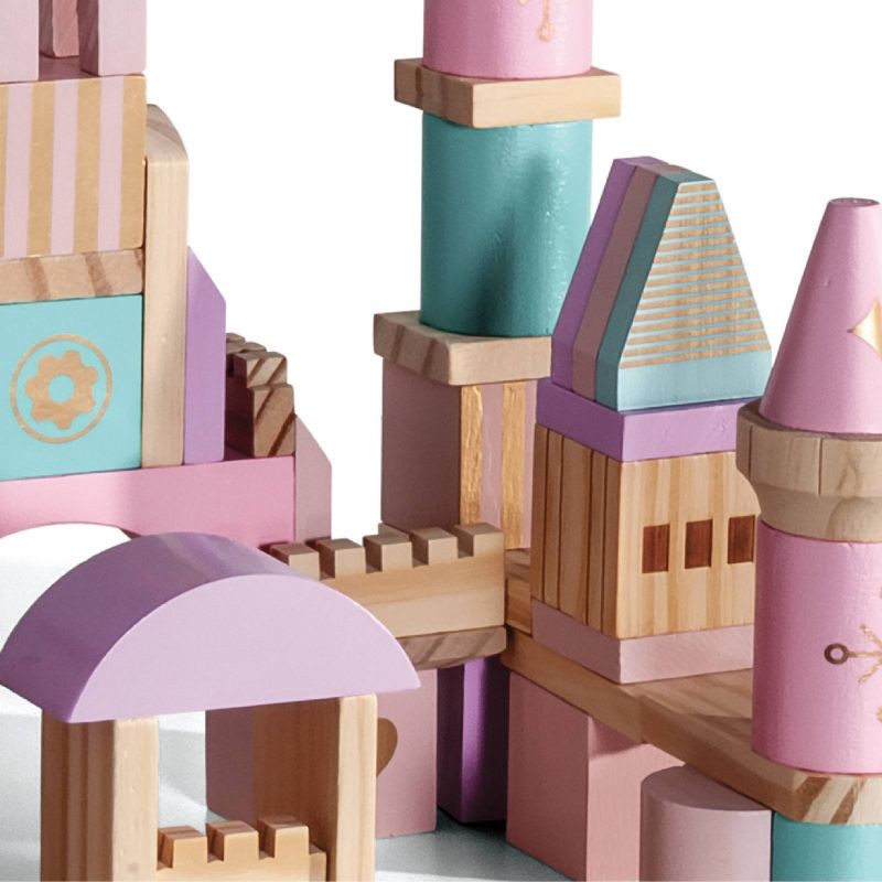 slide 3 of 5, FAO Schwarz Medieval Princesses Wooden Castle Building Blocks Set - 75pc, 75 ct