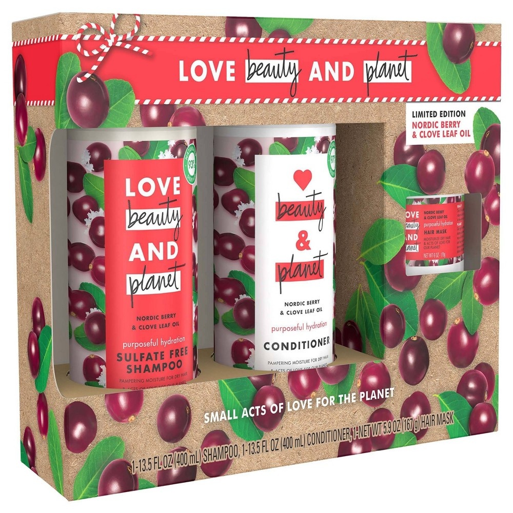 slide 4 of 4, Love Beauty and Planet Nordic Berry Shampoo Conditioner and Scalp Scrub Gift Pack, 3 ct