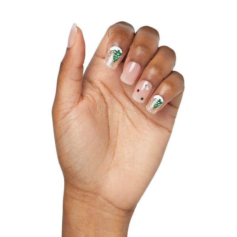 slide 4 of 6, KISS Voguish Fantasy Holiday Press-On Nails, Nude, Short Length, Square Shaped, 31 Ct., 1 ct