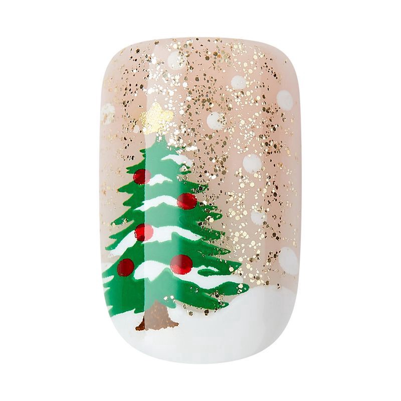 slide 5 of 6, KISS Voguish Fantasy Holiday Press-On Nails, Nude, Short Length, Square Shaped, 31 Ct., 1 ct