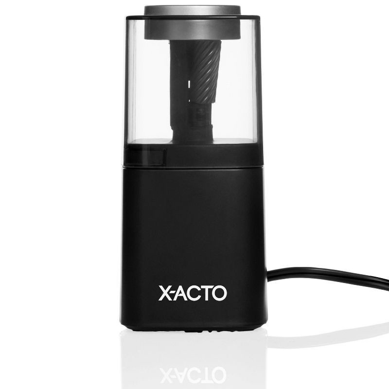 slide 1 of 10, X-ACTO Powerhouse Electric Pencil Sharpener with SafeStart Motor: Electronic Sharpener for Pencils, Black & Clear, 1 ct