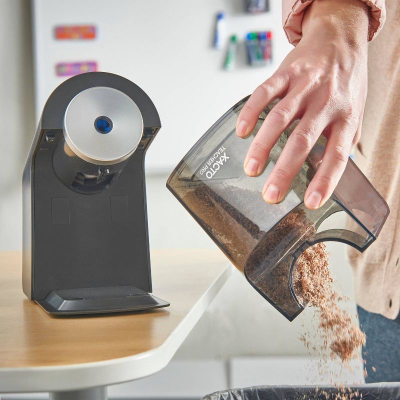 slide 5 of 10, X-ACTO TeacherPro Electric Pencil Sharpener with Auto Adjust Dial and SafeStart Motor: Electronic Sharpener for Pencils, 1 ct