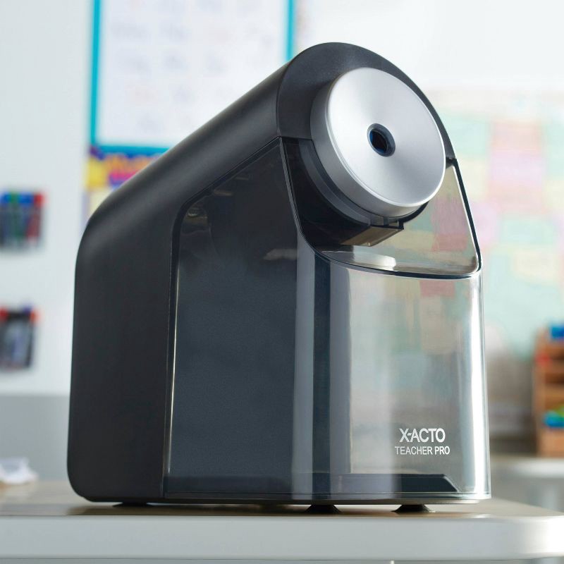 slide 6 of 10, X-ACTO TeacherPro Electric Pencil Sharpener with Auto Adjust Dial and SafeStart Motor: Electronic Sharpener for Pencils, 1 ct