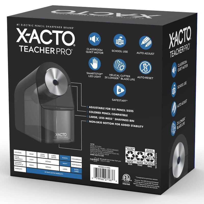 XACTO TeacherPro Electric Pencil Sharpener with Auto Adjust Dial and