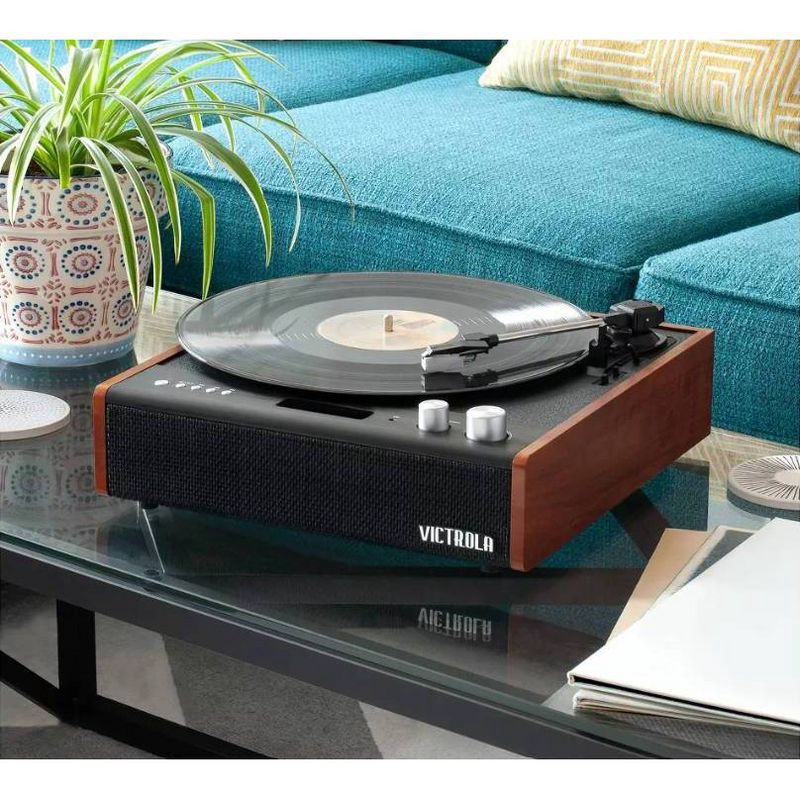 slide 4 of 12, Victrola Brighton Record Player: Bluetooth, 3-Speed Turntable with Dust Cover, 1 ct