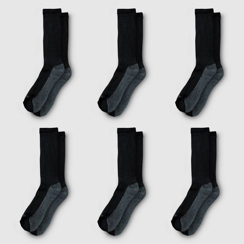 slide 2 of 5, Dickies Men's 6pk Moisture Control Crew Socks - Black 6-12, 6 ct
