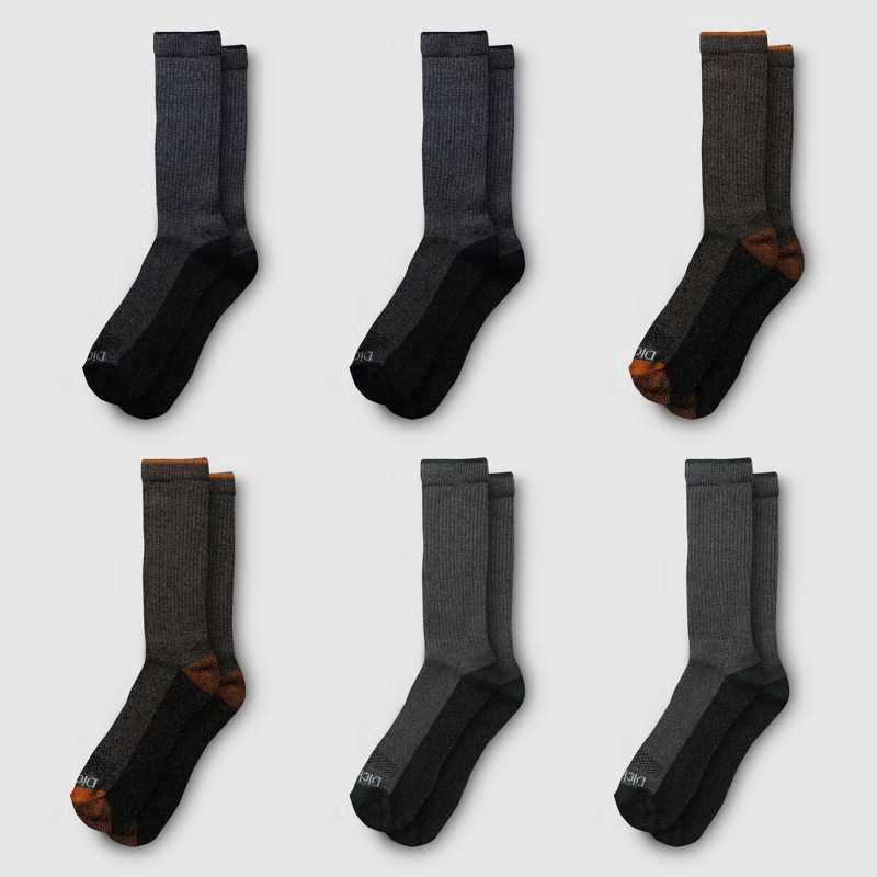 slide 2 of 5, Dickies Men's 6pk Moisture Control Crew Socks - Orange/Blue/Green 6-12, 6 ct