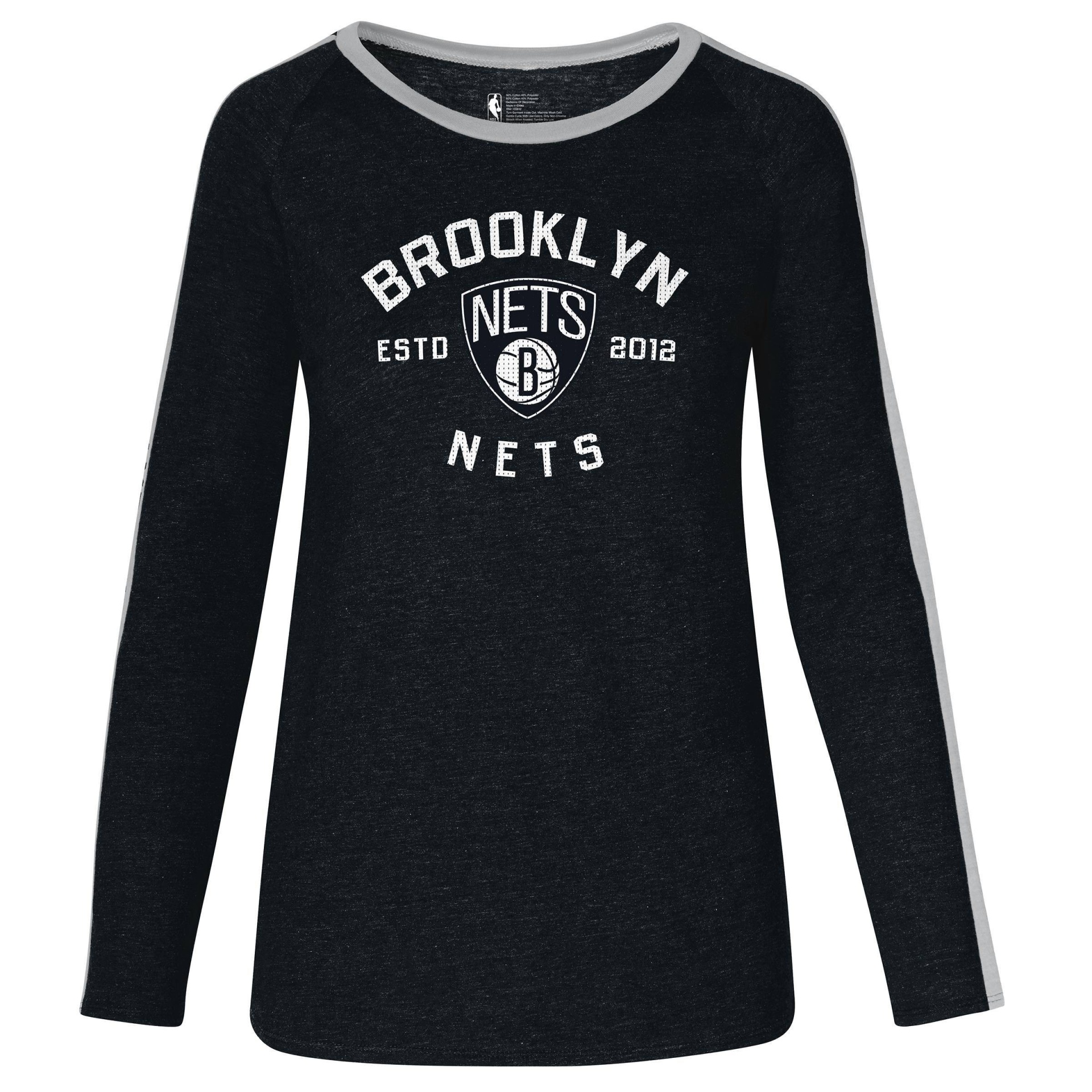 slide 1 of 3, NBA Brooklyn Nets Women&#39;s Team Shoulder Stripe Sweatshirt - XL, 1 ct