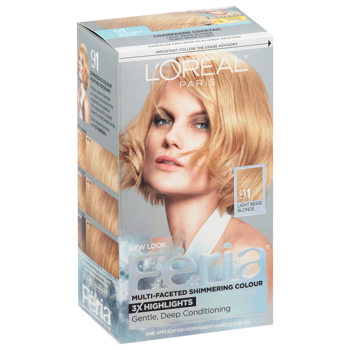 slide 1 of 9, L'Oréal Fería Light Beige Blonde 91 Permanent Haircolour Gel 1 ea, 1 ct