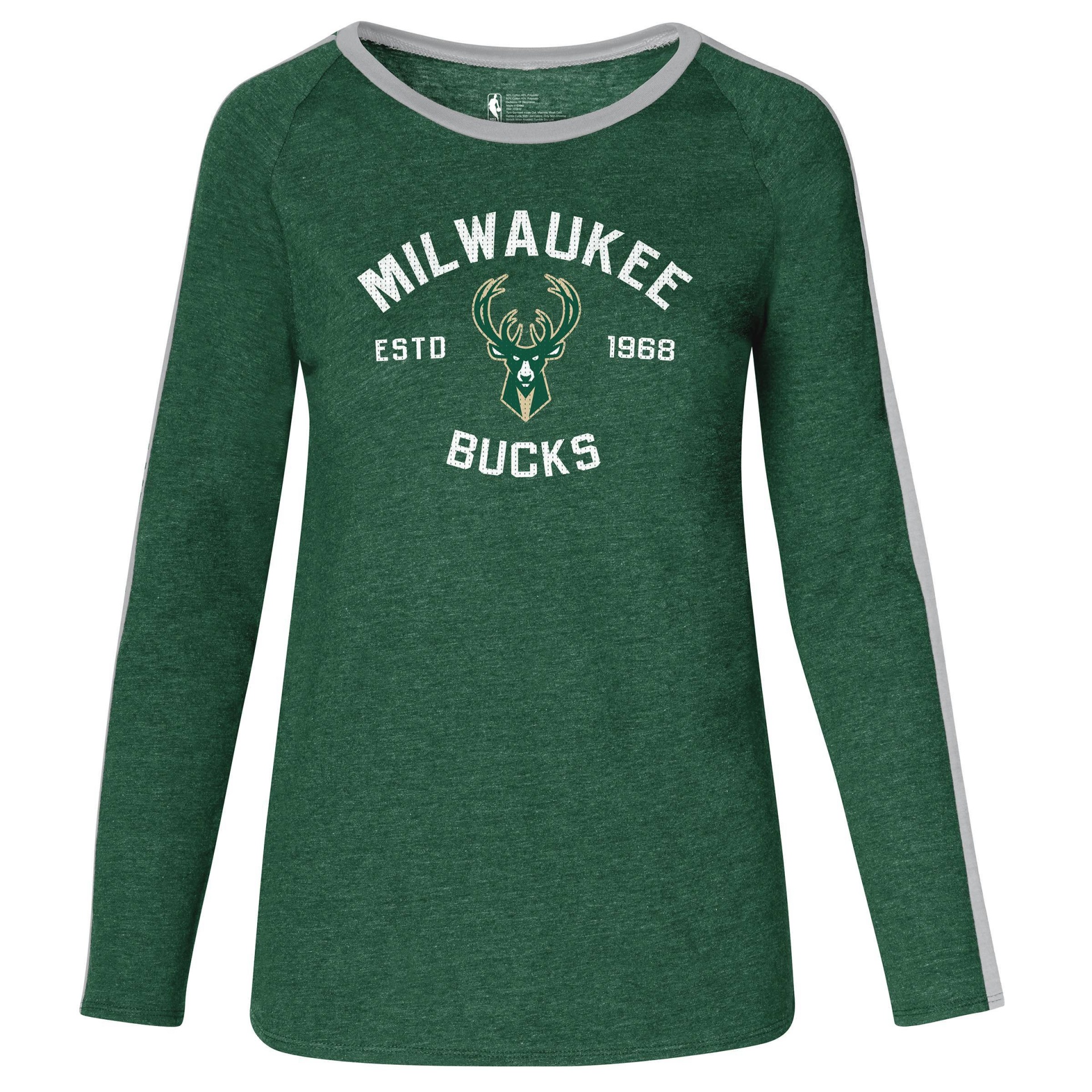 slide 1 of 3, NBA Milwaukee Bucks Women's Team Shoulder Stripe Sweatshirt - XL, 1 ct