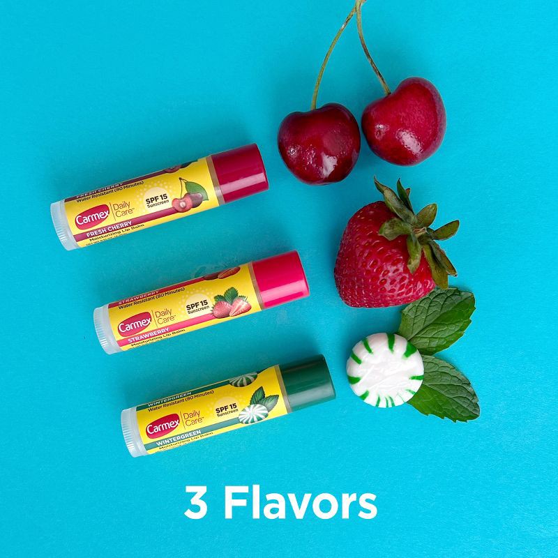 slide 3 of 7, Carmex Daily Care Lip Balm Moisturizing Assorted Stick - SPF 15 - 4pk/0.60oz, 15 x 4 ct, 0.60 oz