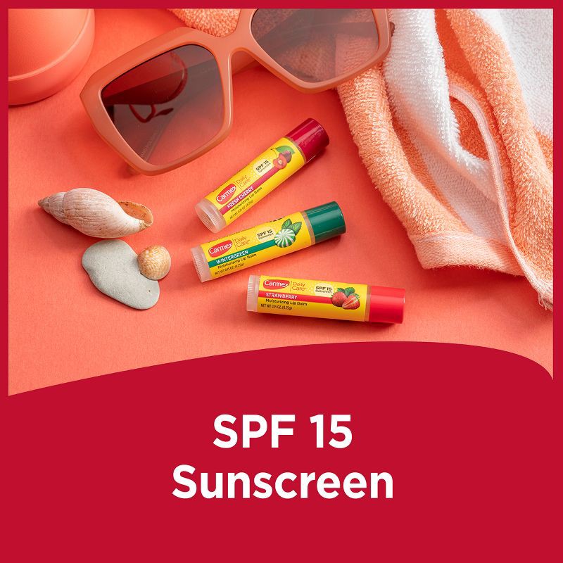 slide 4 of 7, Carmex Daily Care Lip Balm Moisturizing Assorted Stick - SPF 15 - 4pk/0.60oz, 15 x 4 ct, 0.60 oz