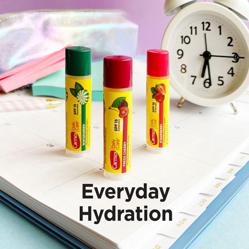 slide 5 of 7, Carmex Daily Care Lip Balm Moisturizing Assorted Stick - SPF 15 - 4pk/0.60oz, 15 x 4 ct, 0.60 oz