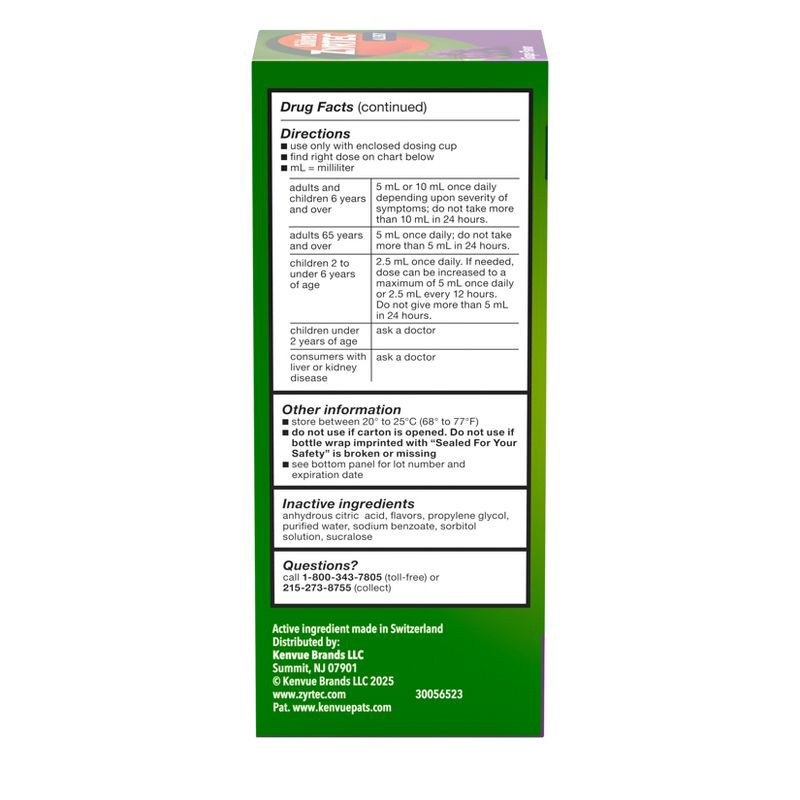 slide 2 of 8, Children's Zyrtec 24 Hour Allergy Relief Syrup - Grape - Cetirizine - 8 fl oz, 8 fl oz