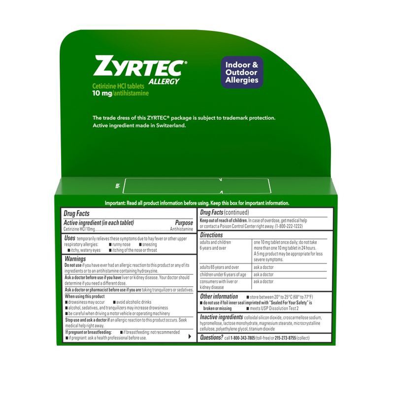 slide 2 of 8, Zyrtec 24 Hour Allergy Relief Tablets - Cetirizine HCl - 90ct, 90 ct
