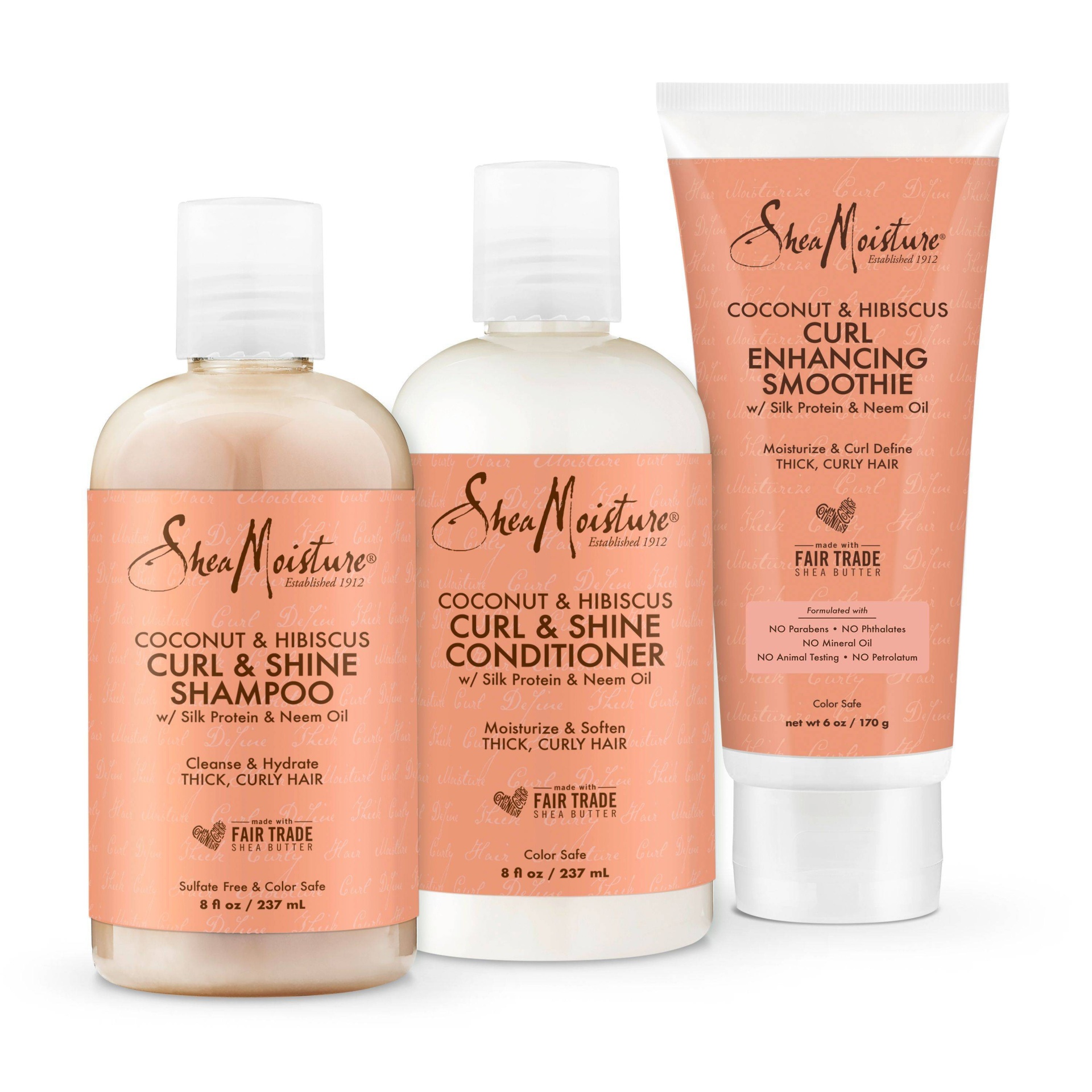 slide 1 of 2, SheaMoisture Coconut & Hibiscus Curl Defining Shampoo, Conditioner and Smoothie Bundle, 3 ct