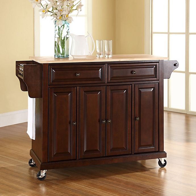 slide 2 of 3, Crosley Natural Wood Top Rolling Kitchen Cart/Island - Mahogany, 1 ct