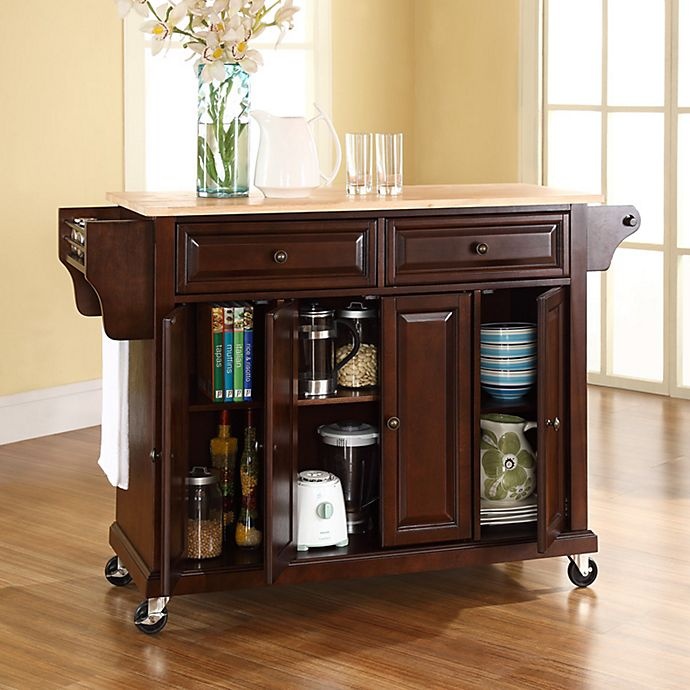 slide 3 of 3, Crosley Natural Wood Top Rolling Kitchen Cart/Island - Mahogany, 1 ct