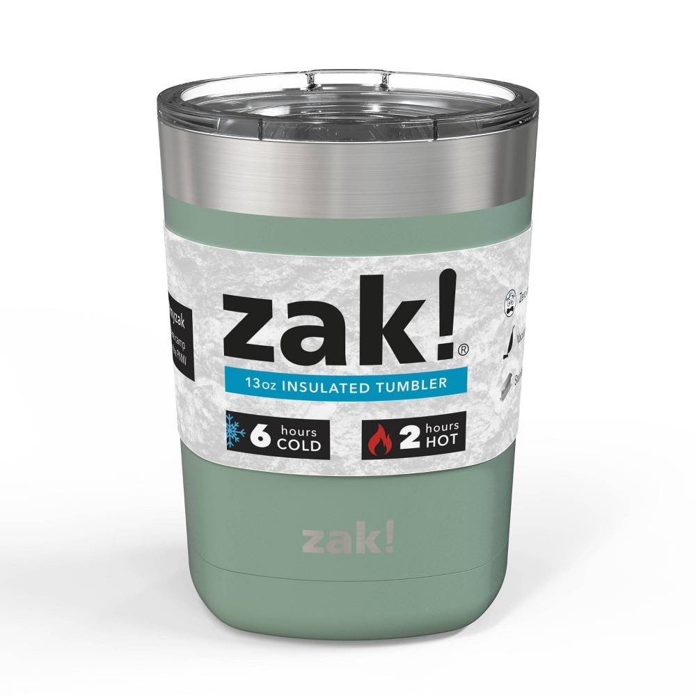 slide 3 of 5, Zak! Designs Double Wall Stainless Steel Low Ball Tumbler - Sage, 13 oz