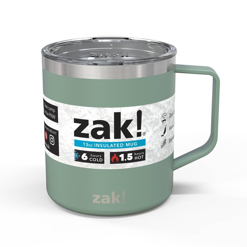slide 3 of 5, Zak! Designs Double Wall Stainless Steel Explorer Mug - Sage, 13 oz