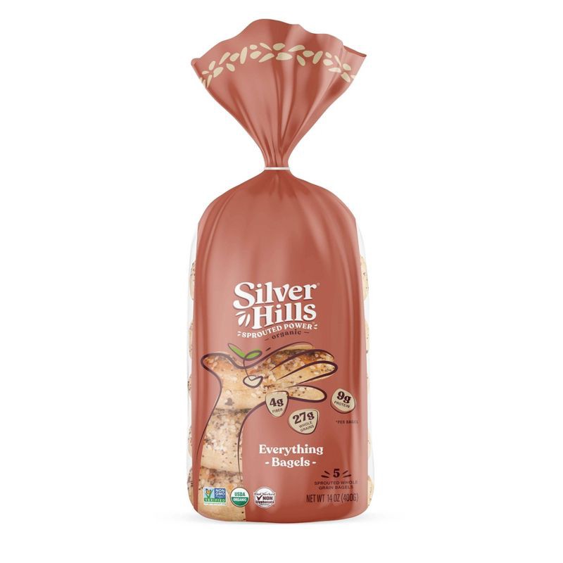 slide 1 of 6, Silver Hills Bakery Organic Sprouted Power Bagels Everything - 14oz/5ct, 5 ct; 14 oz