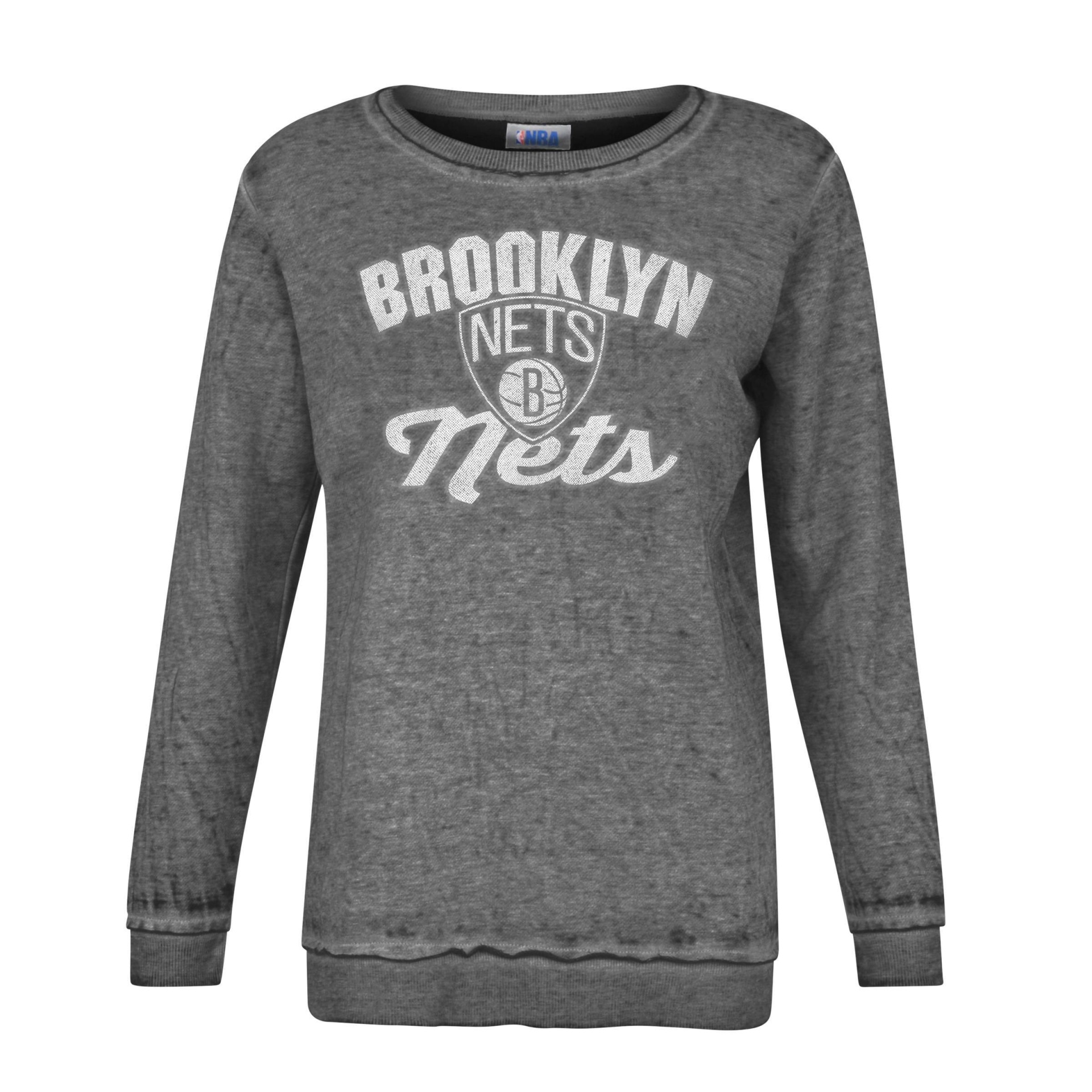 slide 1 of 2, NBA Brooklyn Nets Women's Distressed Classic Sweatshirt - XL, 1 ct