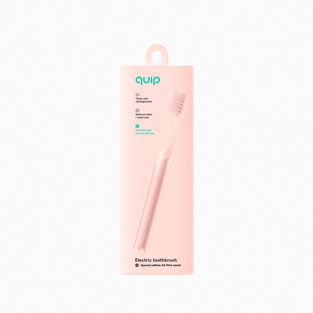 slide 6 of 7, quip Cordless and Water-Proof Metal Electric Toothbrush - All Pink, 1 ct
