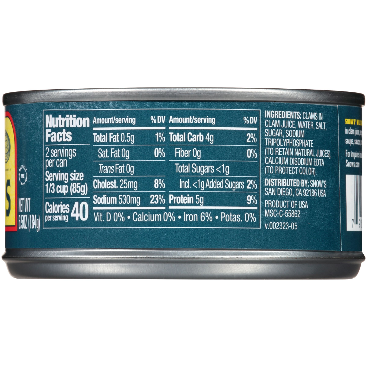 slide 2 of 2, Snow's Chopped Clams 6.5 oz. Can, 6.5 oz