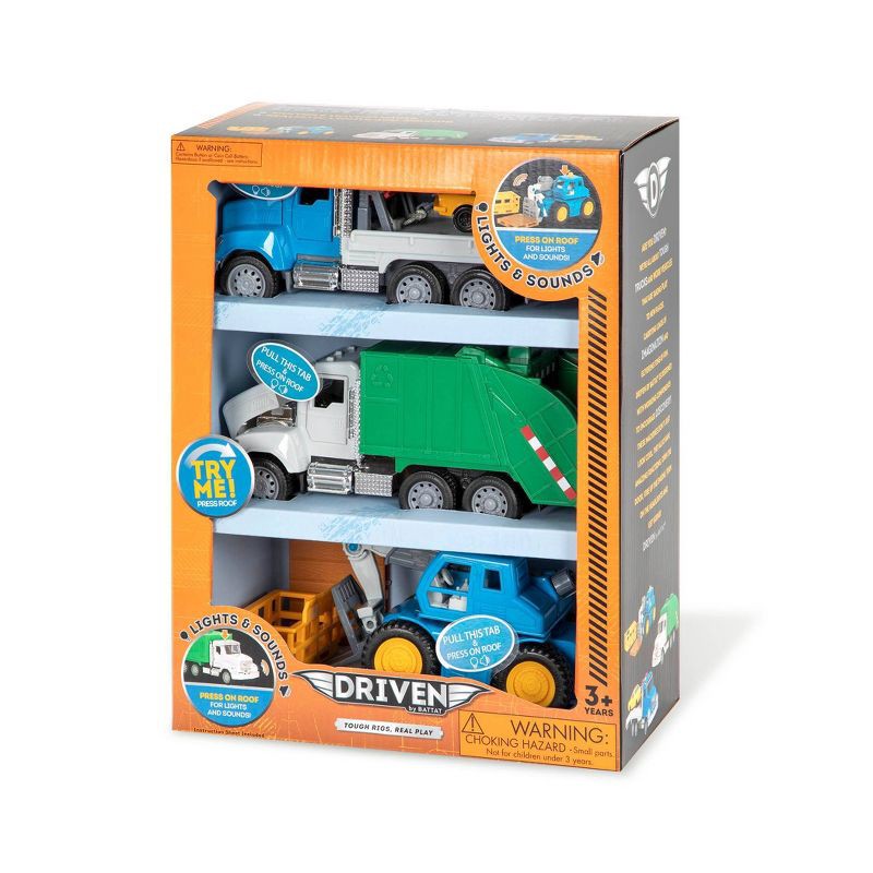 slide 2 of 10, DRIVEN by Battat – Small Toy City Vehicle Set – Micro Urban Worker Fleet - 3 pk, 3 ct