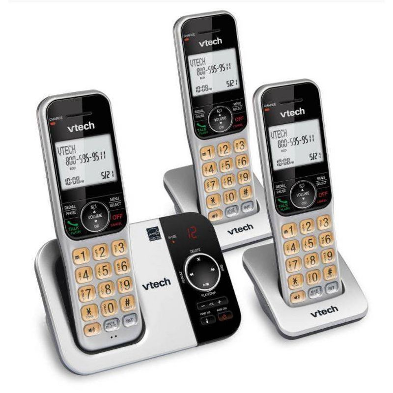 slide 3 of 5, V-Tech VTech DECT 6.0 Expandable Cordless Phone with Answering Machine - 3 Handsets (CS5329-3), 1 ct