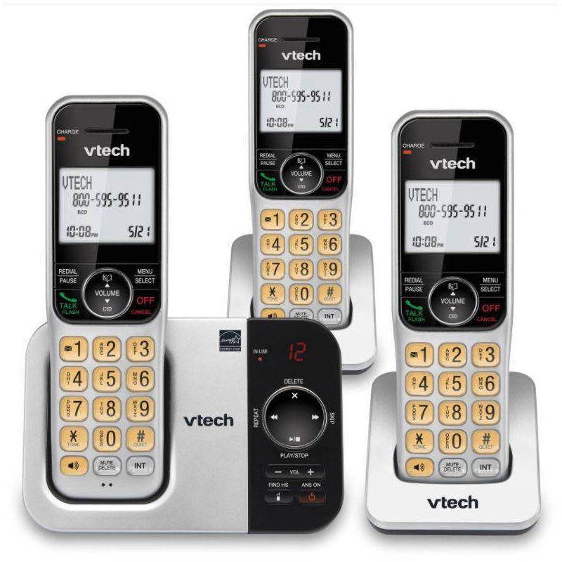 slide 1 of 5, V-Tech VTech DECT 6.0 Expandable Cordless Phone with Answering Machine - 3 Handsets (CS5329-3), 1 ct