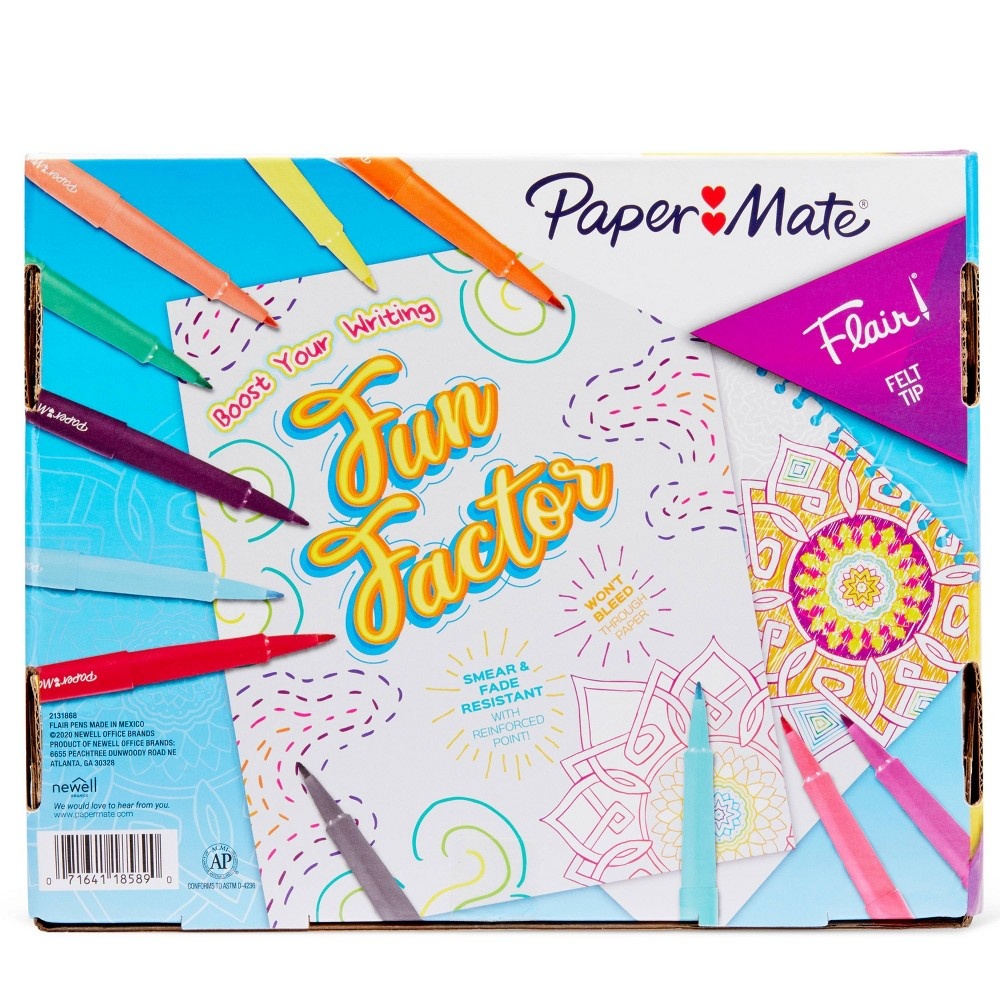 slide 8 of 8, Paper Mate PaperMate Flair! Felt Tip Pens Medium, 30 ct