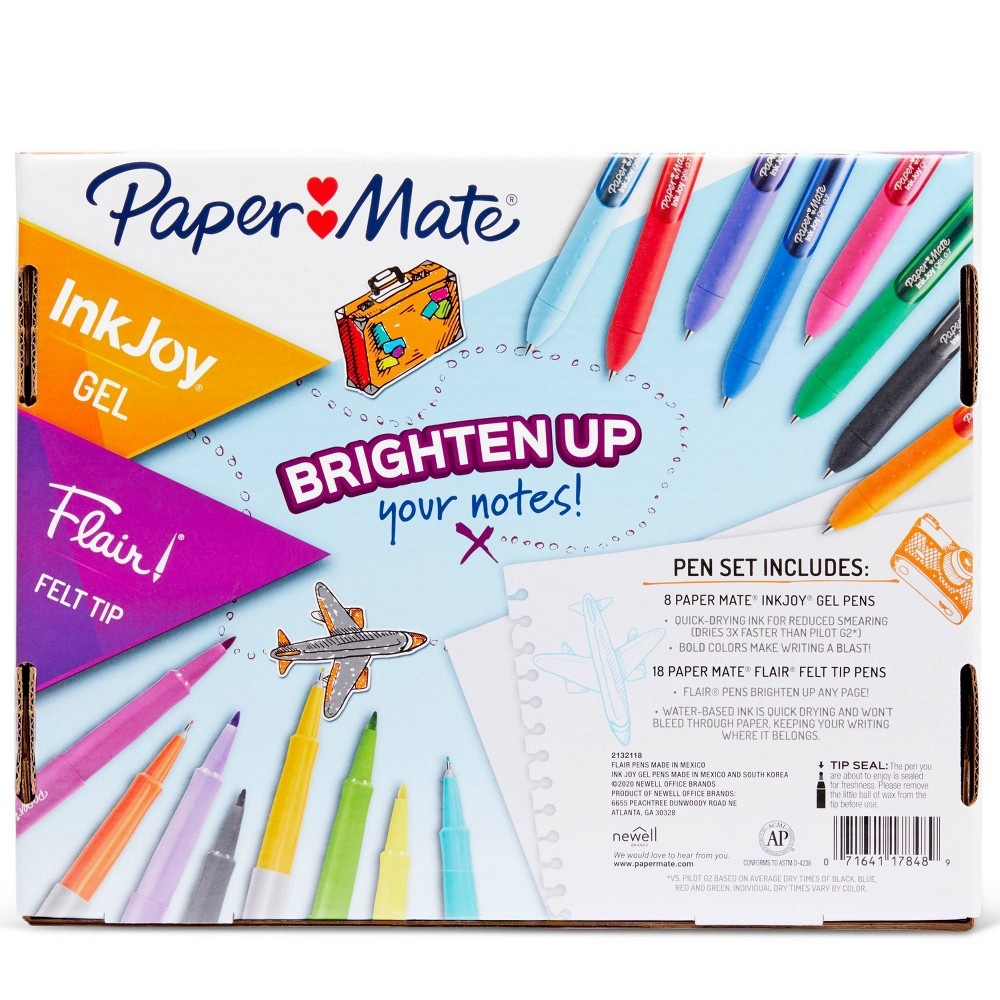 slide 5 of 6, Paper Mate Inkjoy Gel and Flair! Felt Tip Pens Combo Variety Pack - PaperMate, 26 ct