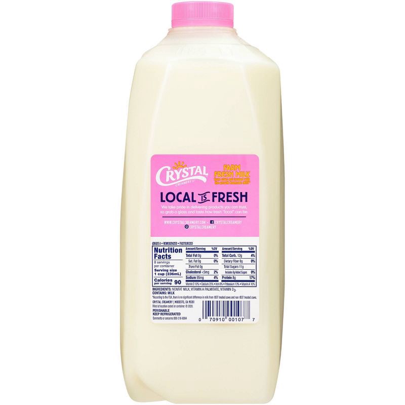 slide 2 of 3, Crystal Creamery Skim Milk - 0.5gal, 1/2 gal