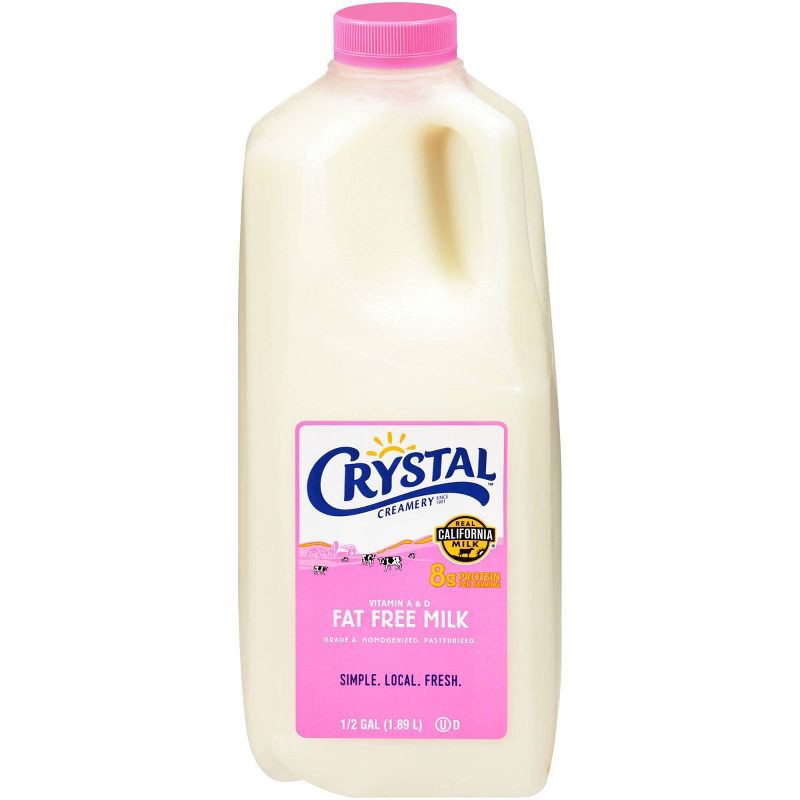 slide 1 of 3, Crystal Creamery Skim Milk - 0.5gal, 1/2 gal