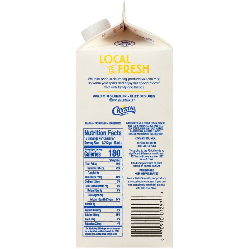 slide 5 of 8, Crystal Creamery Egg Nog - 0.5gal, 1/2 gal