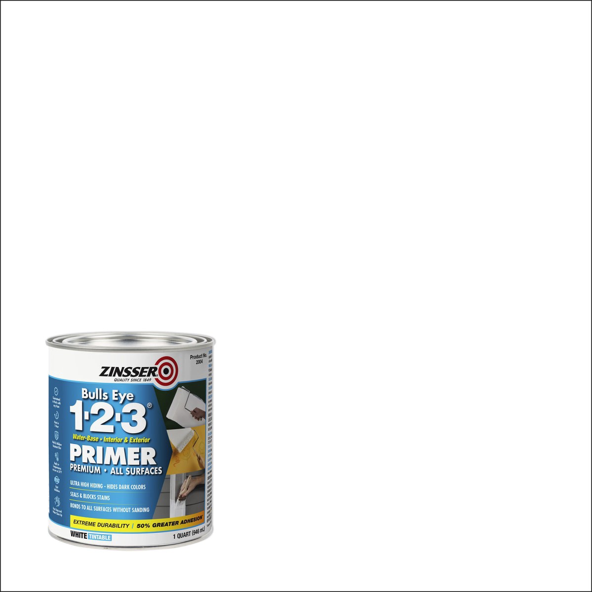 slide 1 of 5, Zinsser Bullseye 1-2-3 Primer - 2004, Quart, White, 6 ct