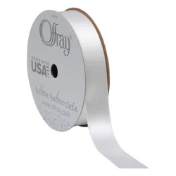 Offray Ribbon Sfsatin White, 0.625 X