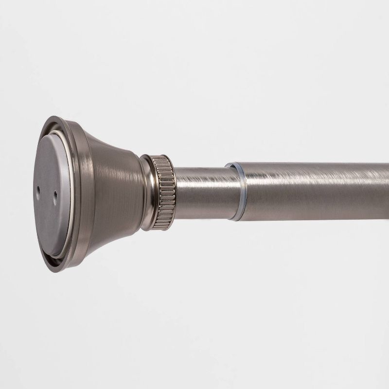 slide 4 of 4, 72" Rust Proof Stainless Steel Two-Way Mount Taper Finial Shower Curtain Rod Nickel - Threshold™, 1 ct