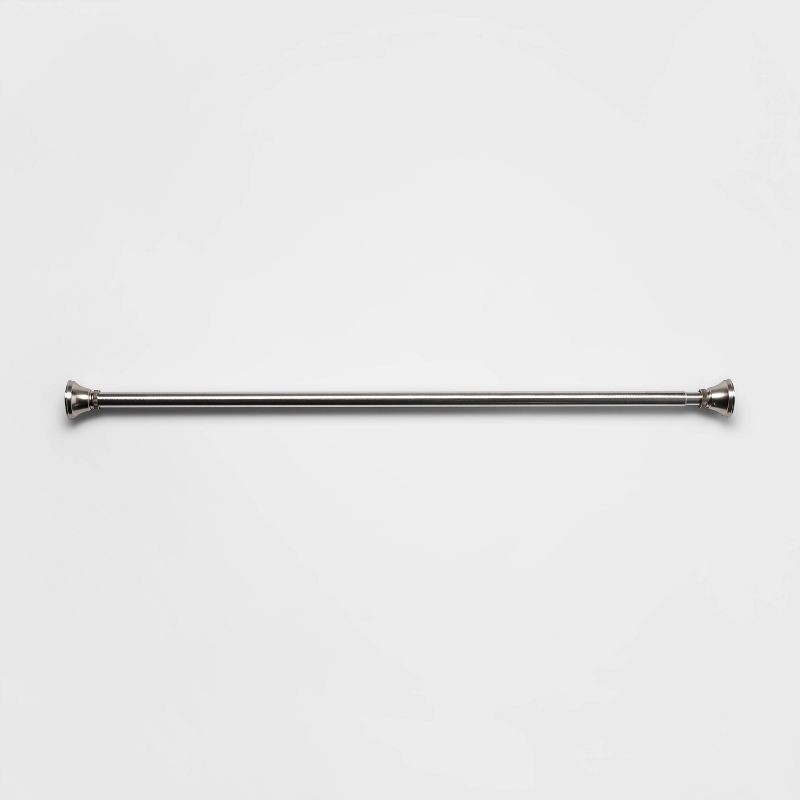 slide 1 of 4, 72" Rust Proof Stainless Steel Two-Way Mount Taper Finial Shower Curtain Rod Nickel - Threshold™, 1 ct