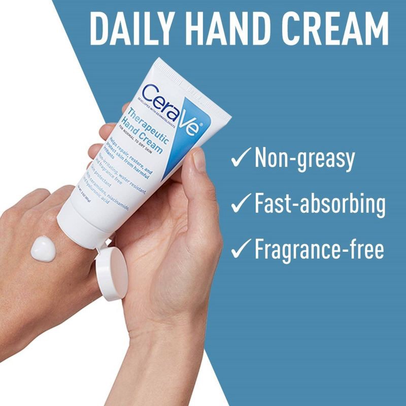 slide 12 of 12, CeraVe Therapeutic Hand Cream for Dry Cracked Hands Unscented - 3oz, 3 oz