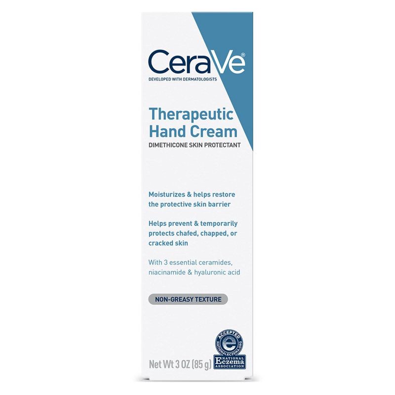 slide 3 of 12, CeraVe Therapeutic Hand Cream for Dry Cracked Hands Unscented - 3oz, 3 oz