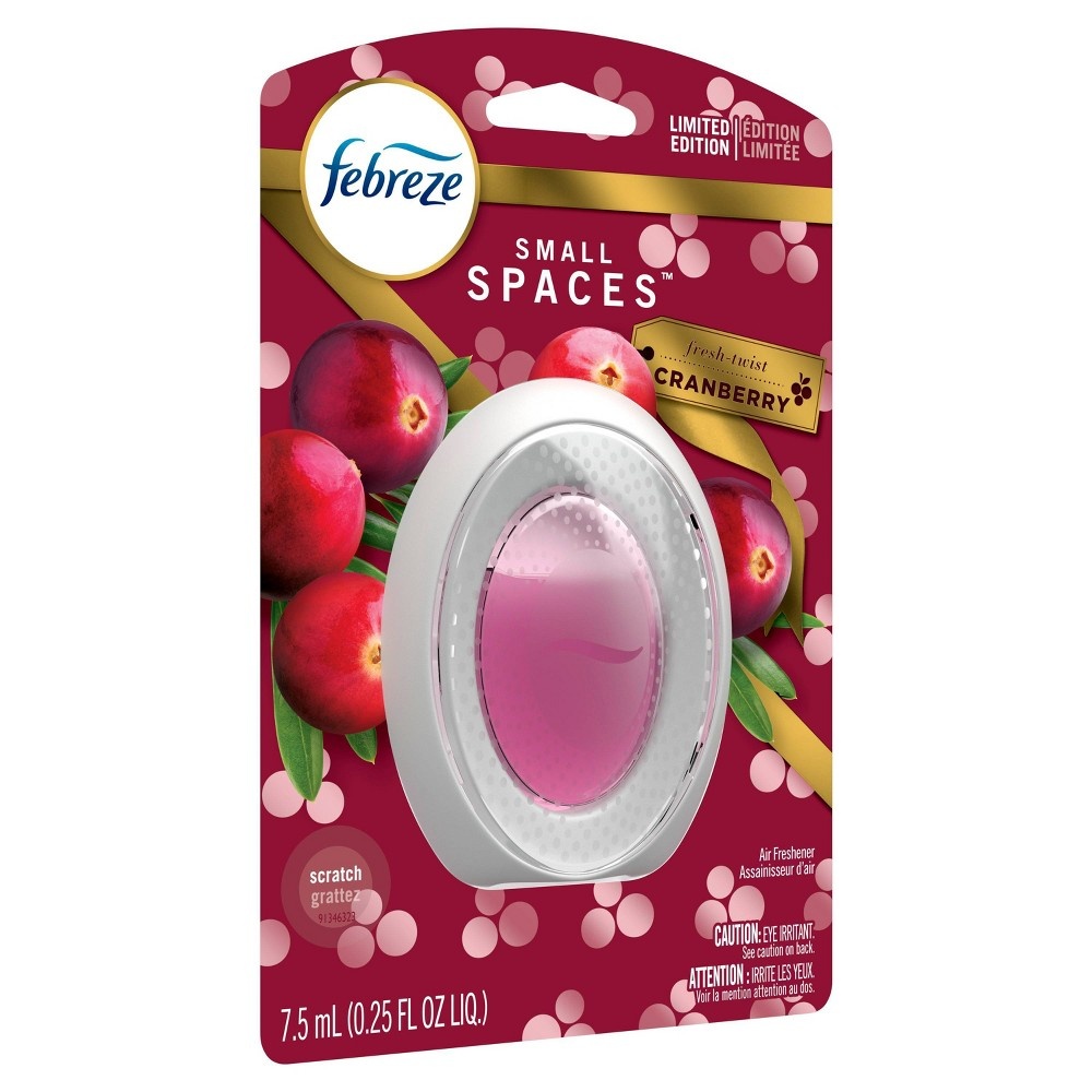 slide 2 of 4, Febreze Small Spaces Odor-Eliminating Air Freshener Refill - Fresh Twist Cranberry, 0.25 fl oz