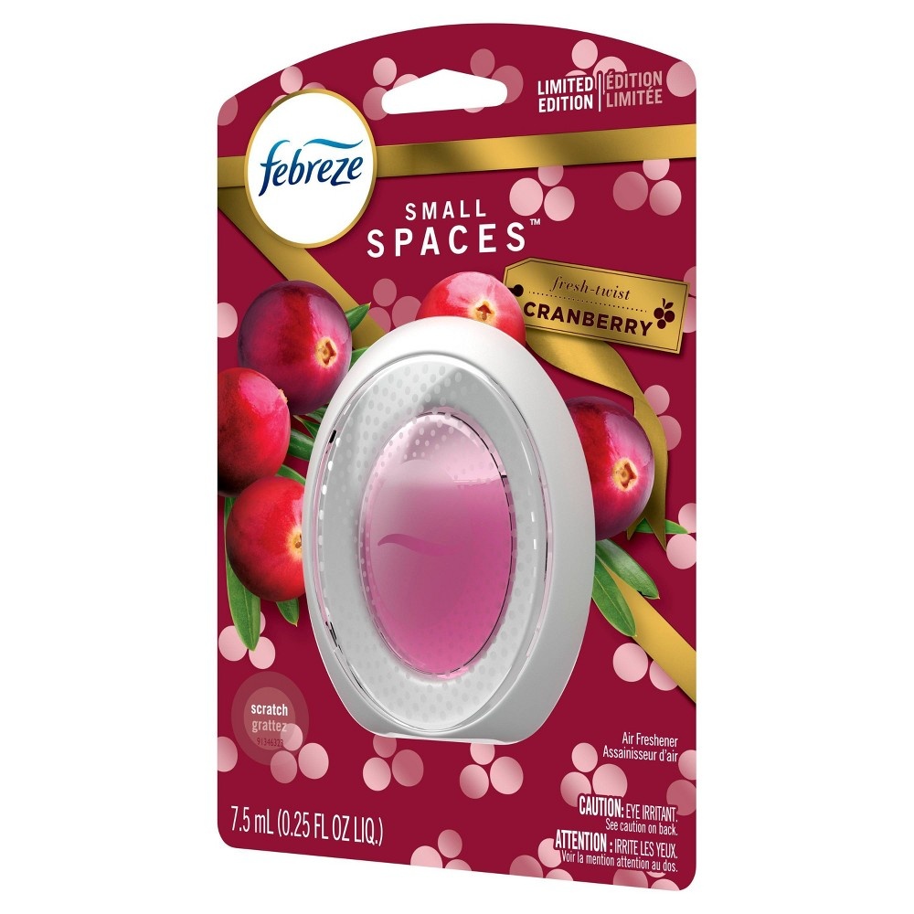 slide 3 of 4, Febreze Small Spaces Odor-Eliminating Air Freshener Refill - Fresh Twist Cranberry, 0.25 fl oz