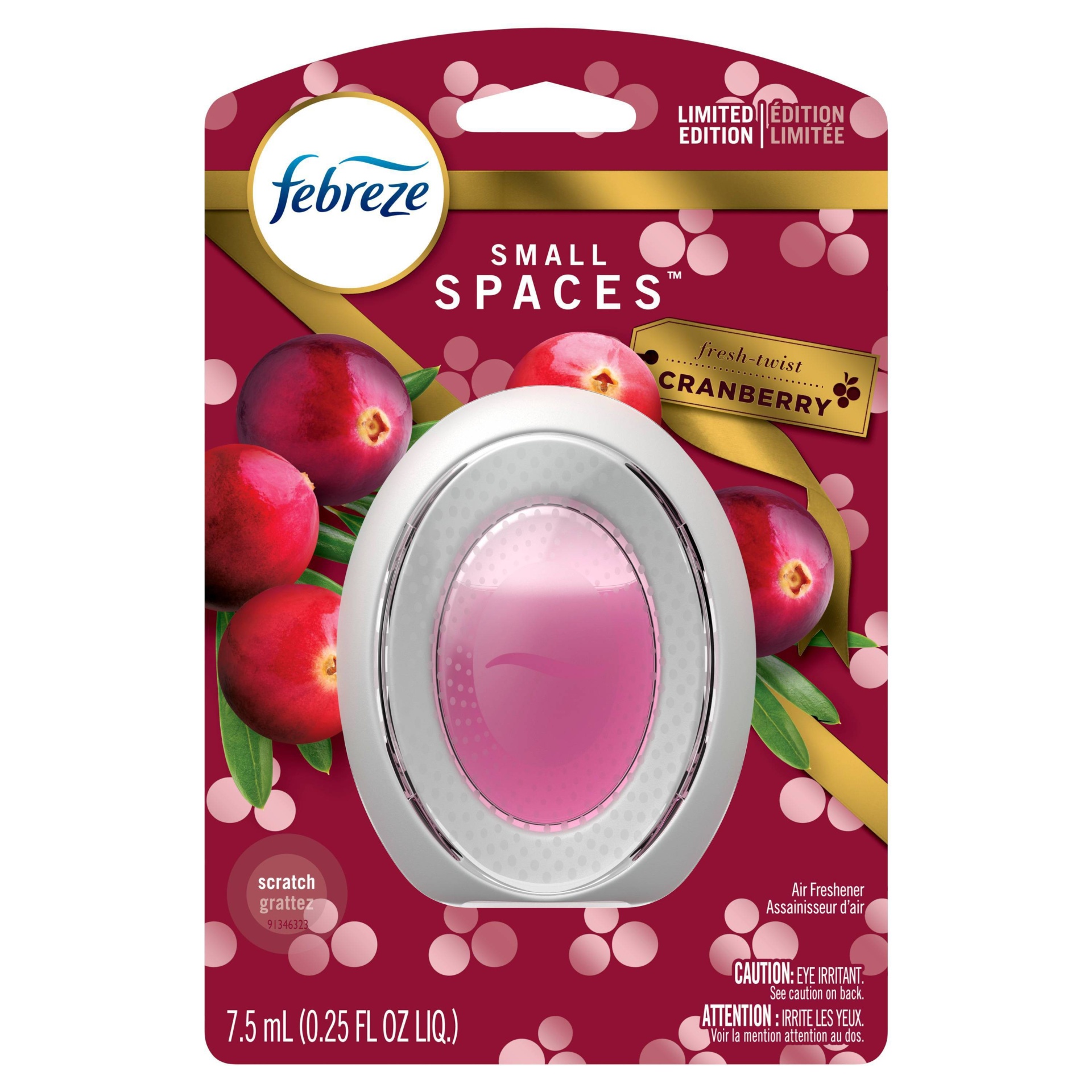 slide 1 of 4, Febreze Small Spaces Odor-Eliminating Air Freshener Refill - Fresh Twist Cranberry, 0.25 fl oz