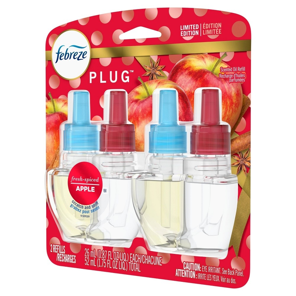 slide 2 of 4, Febreze Odor-Eliminating Plug Air Freshener Refills - Fresh Spiced Apple, 2 ct